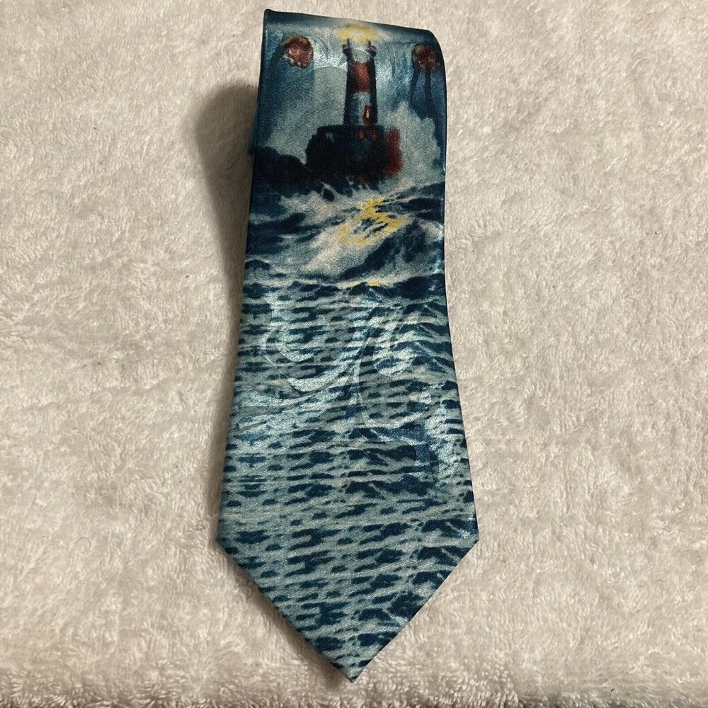 Steven Harris Tie Religious Necktie Lighthouse with Lords Hands 100% Polyester